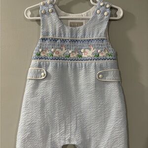 Adorable Blue Smocked Baby Boy Outfit
